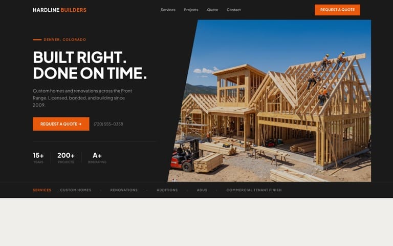 Contractor or trades — live demo site built with SiteShip