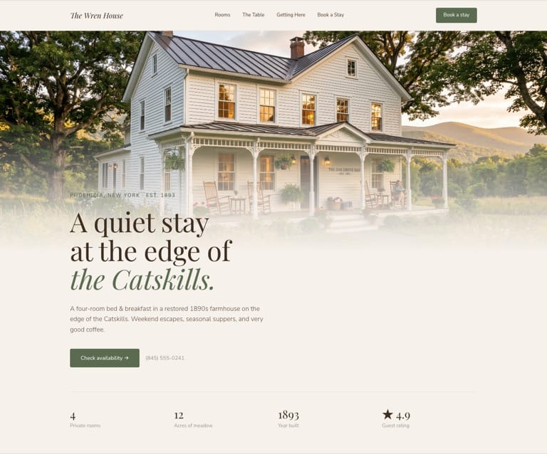 Boutique hotel or B&B — live demo site built with SiteShip