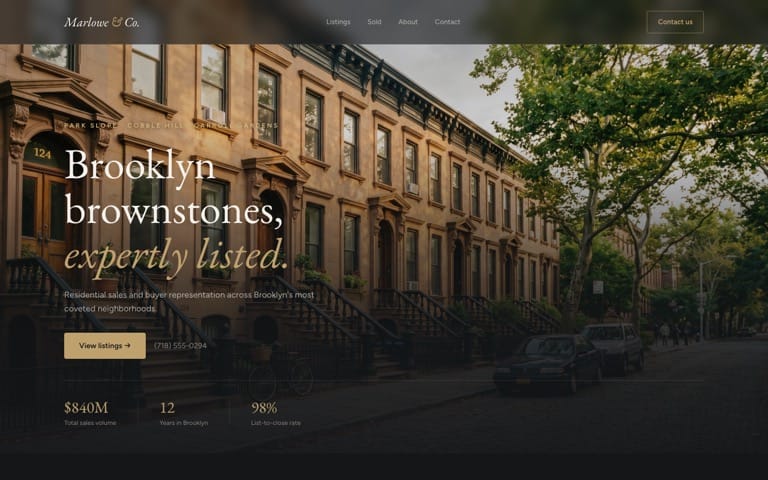 Real estate agent — live demo site built with SiteShip